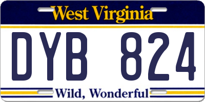 WV license plate DYB824