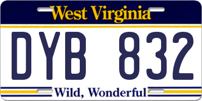 WV license plate DYB832