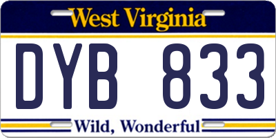 WV license plate DYB833