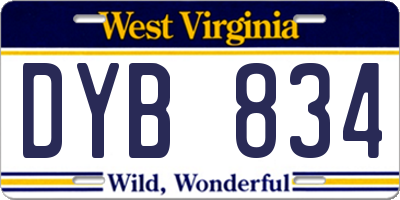 WV license plate DYB834