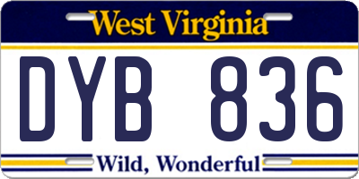 WV license plate DYB836