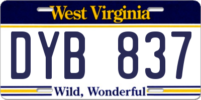 WV license plate DYB837