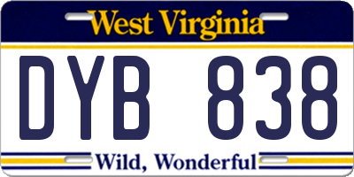 WV license plate DYB838