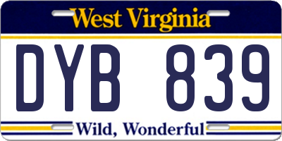 WV license plate DYB839