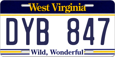 WV license plate DYB847