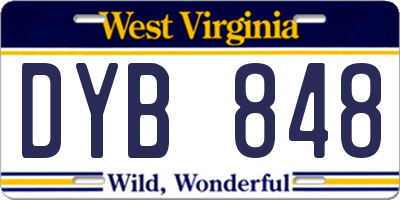 WV license plate DYB848