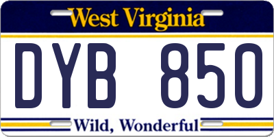 WV license plate DYB850
