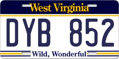 WV license plate DYB852