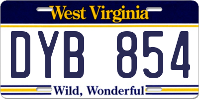WV license plate DYB854