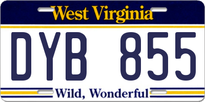WV license plate DYB855