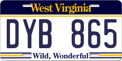 WV license plate DYB865