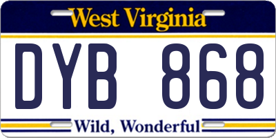 WV license plate DYB868