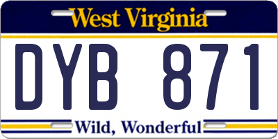 WV license plate DYB871