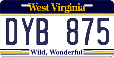 WV license plate DYB875