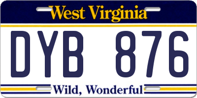WV license plate DYB876