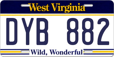 WV license plate DYB882