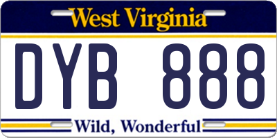 WV license plate DYB888
