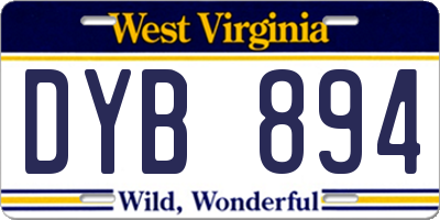 WV license plate DYB894