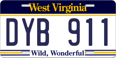 WV license plate DYB911
