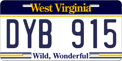 WV license plate DYB915