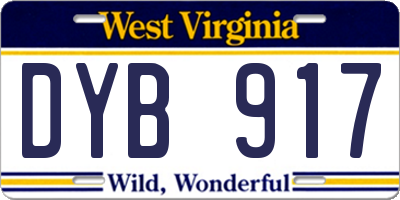 WV license plate DYB917