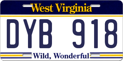 WV license plate DYB918