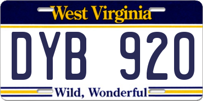 WV license plate DYB920