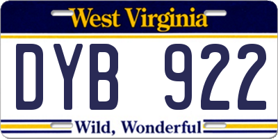 WV license plate DYB922