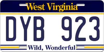 WV license plate DYB923