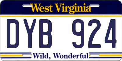 WV license plate DYB924