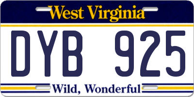 WV license plate DYB925