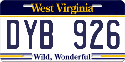 WV license plate DYB926