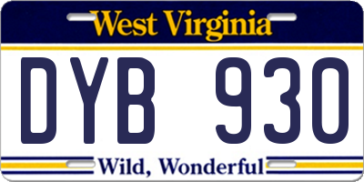WV license plate DYB930