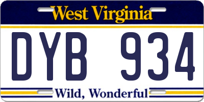 WV license plate DYB934