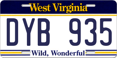 WV license plate DYB935
