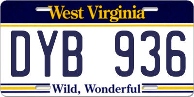 WV license plate DYB936