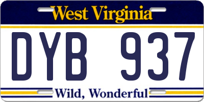WV license plate DYB937