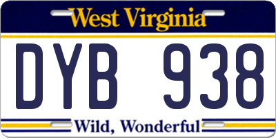 WV license plate DYB938