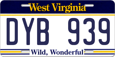 WV license plate DYB939