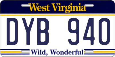 WV license plate DYB940