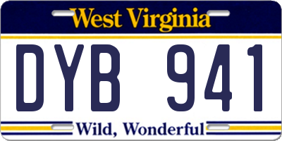 WV license plate DYB941