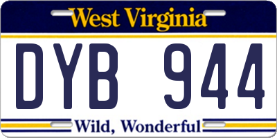 WV license plate DYB944