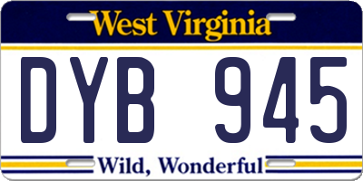 WV license plate DYB945