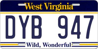 WV license plate DYB947