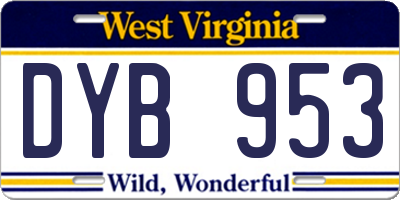 WV license plate DYB953