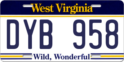 WV license plate DYB958