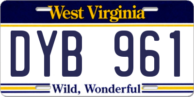 WV license plate DYB961