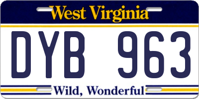WV license plate DYB963