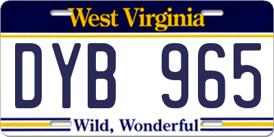 WV license plate DYB965
