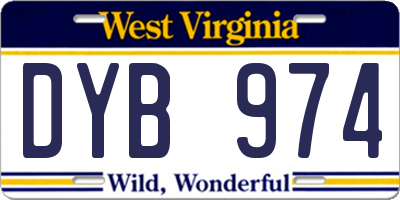 WV license plate DYB974